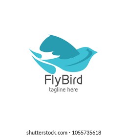 Flying Bird Logo design vector illustration template. Logotype concept outline icon.