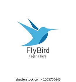 Flying Bird Logo design vector illustration template. Logotype concept outline icon.