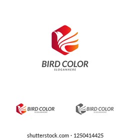 Flying Bird Logo design vector template. Dove Pigeon Logotype concept icon.