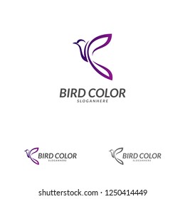 Flying Bird Logo design vector template. Dove Pigeon Logotype concept icon.