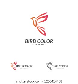 Flying Bird Logo design vector template. Dove Pigeon Logotype concept icon.
