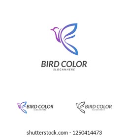 Flying Bird Logo design vector template. Dove Pigeon Logotype concept icon.