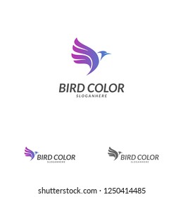 Flying Bird Logo design vector template. Dove Pigeon Logotype concept icon.