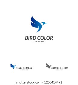 Flying Bird Logo design vector template. Dove Pigeon Logotype concept icon.