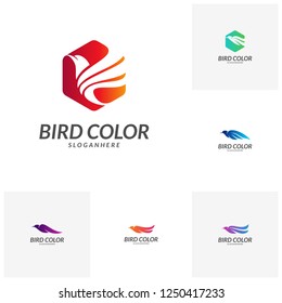 Flying Bird Logo design vector template. Dove Pigeon Logotype concept icon.