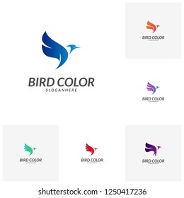 Flying Bird Logo design vector template. Dove Pigeon Logotype concept icon.