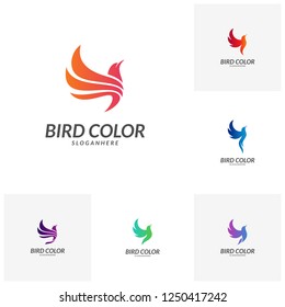 Flying Bird Logo design vector template. Dove Pigeon Logotype concept icon.