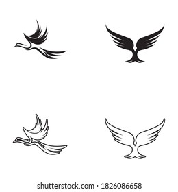 Flying Bird Logo design vector template. Dove Pigeon Logotype concept icon