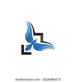 Flying Bird Logo design vector template. Dove Pigeon Logotype concept icon