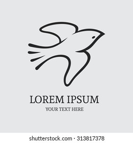Flying bird logo design vector template. Line symbol concept icon.