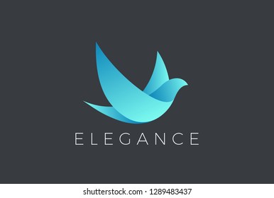 Flying Bird-Logo Elegante Design-Vektorvorlage. Dove Taube Kosmetik Fashion Luxury Logotype Konzept Symbol.