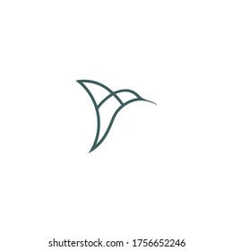 Flying Bird Logo Elegant design vector template Linear style. Vector illustration of animal form in trendy outline style.