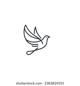 Flying Bird Logo Elegant design vector template Linear style. Perfect for Fashion Luxury Logotype concept icon, etc