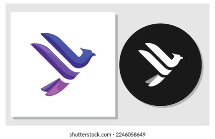 Flying bird logo with forked tail feathers