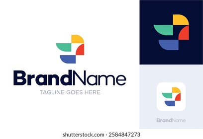 Flying bird logo, geometric colorful design illustrations, Logotype concept symbol icon vector template element, simple concept.