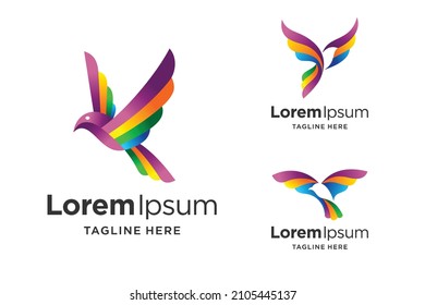flying bird logo with multiple concept