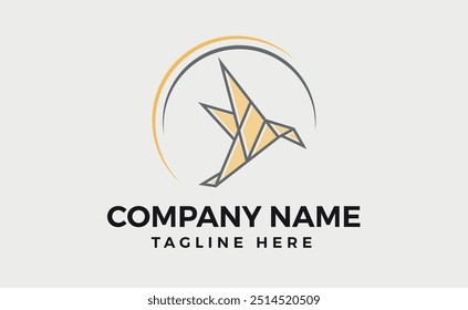Flying Bird Logo, Origami Logo Vector. Geometric line shape for art of folded paper Lgo, Trendy Flat style for graphic design, Vector illustration.