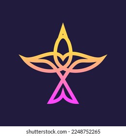 descarga de la ilustración del icono del logotipo de ave volante contorno de monolina vectorial