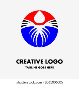 flying bird logo, red blue icon in dots. flying bird illustration. creative and simple vector logo. abstract logo design. company or business logo template