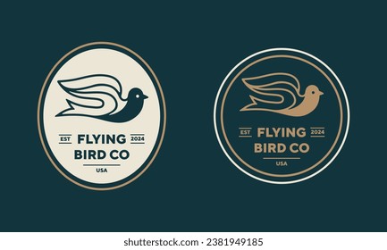 Flying Bird logo set design vector. Creative simple sport logo