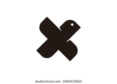 Flying bird logo in the shape of a cross or x.Letter X logo icon design template elements. Can be used for application or corporate identity.