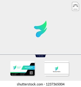 flying bird logo template vector illustration, free business card design template