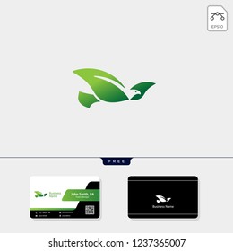 flying bird logo template vector illustration, free business card design template