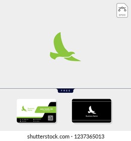 flying bird logo template vector illustration, free business card design template