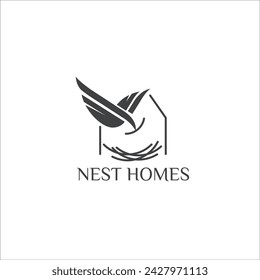 Flying Bird Making Home Vektor Logo Vorlage