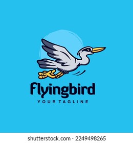 Flying Bird Mascot Character Vector Graphic Logo Design