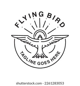 Flying Bird Monoline Logo Vectorvintage Emblem Vektordesign-Zeichen Symbol Symbol Symbol