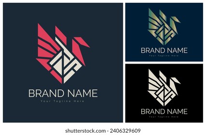 flying bird mosaic style logo template design for brand or company and other