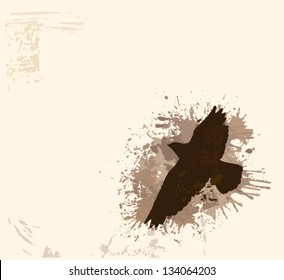flying bird on the background stain