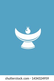 Flying bird on blue background