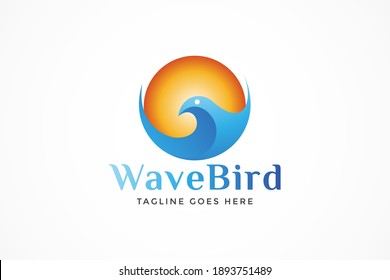 flying bird on the sea logo