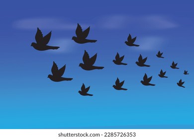 Pájaro volador sobre el diseño del fondo del cielo