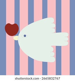 Flying bird on striped background