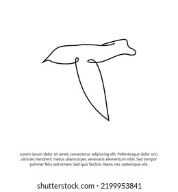 Flying bird one continuous line drawing. Cute decoration hand drawn elements. Vector illustration of minimalist style on a white background.
