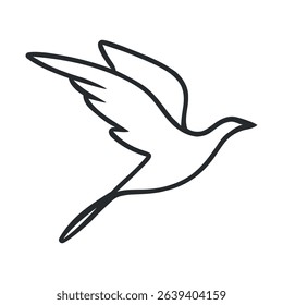 Flying bird in one continuous line drawing. Doodle outline vector illustration