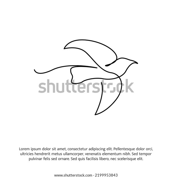 Flying Bird One Continuous Line Drawing Stock Vector (Royalty Free ...