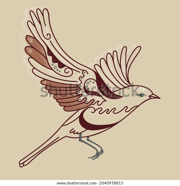 Flying Bird Ornament Runes Magic Bird Stock Vector (Royalty Free ...