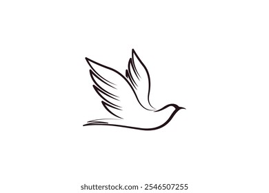 Flying Bird Outline Vector Art , Icons, and Vector outline illustration