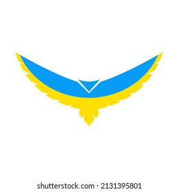 Flying bird of peace. Bird in Ukrainian flag colors. Vector isolated on white.