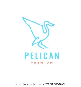 flying bird pelican hunt fish lake line art minimal modern logo design vector