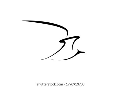 Flying bird. Sea gull minimalist black linear design isolated on white background. Vector illustration