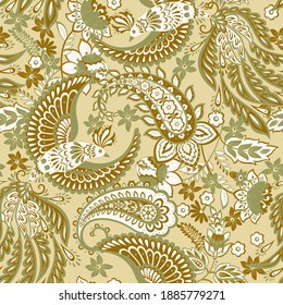 Flying Bird seamless vector pattern. damask paisley floral background
