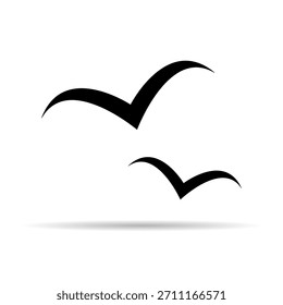 flying bird shadow design, nature freedom flock sign, vector illustration .