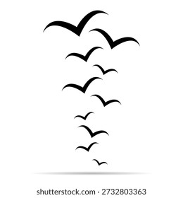 projeto de sombra de pássaro voador, sinal de liberdade de rebanho da natureza, ilustração de vetor .
