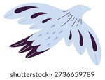 Flying bird shape with decorative ornament on wings and feathers