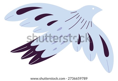 Flying bird shape with decorative ornament on wings and feathers
